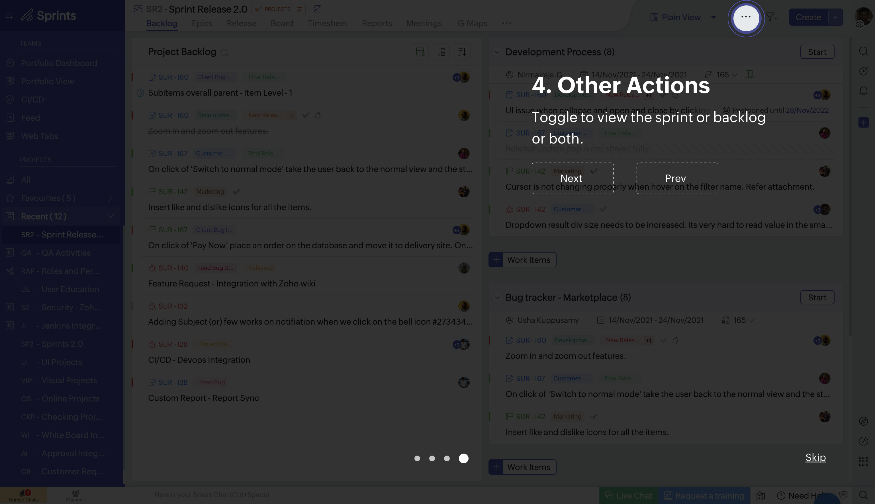 Option 2 — Step 4: Other Actions tooltip
