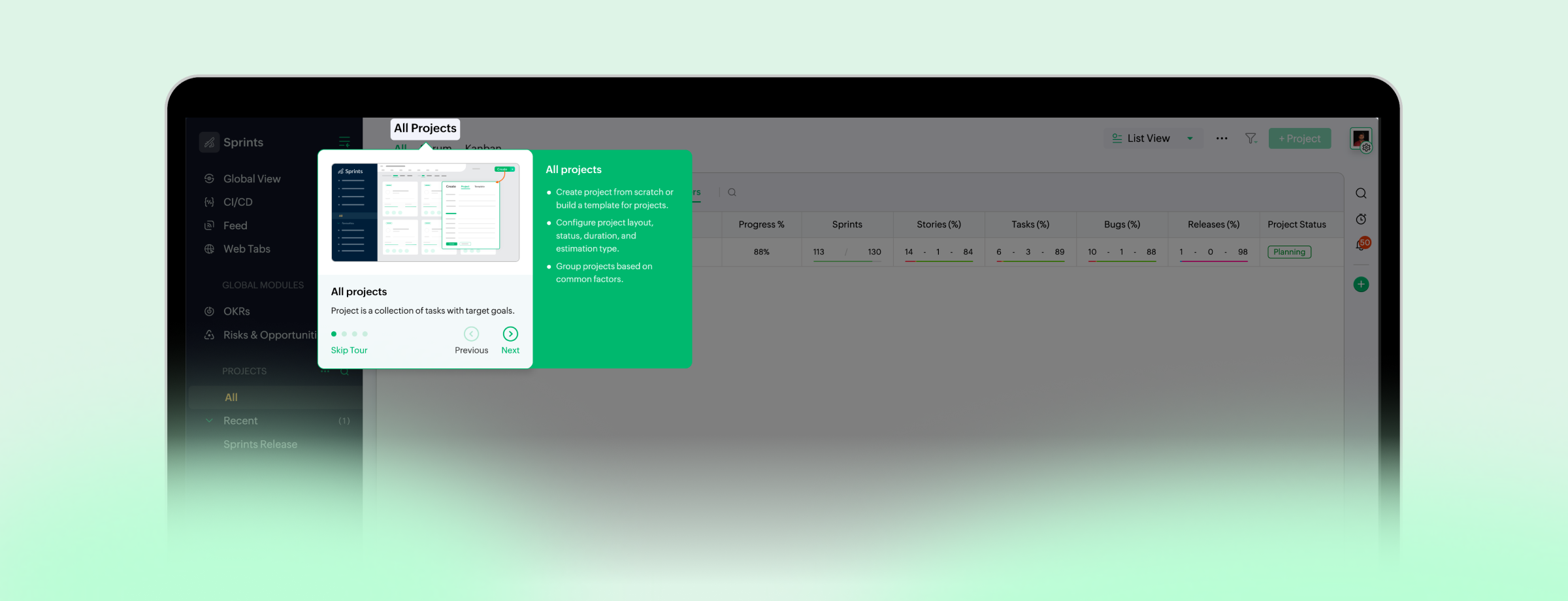Product Tour Feature